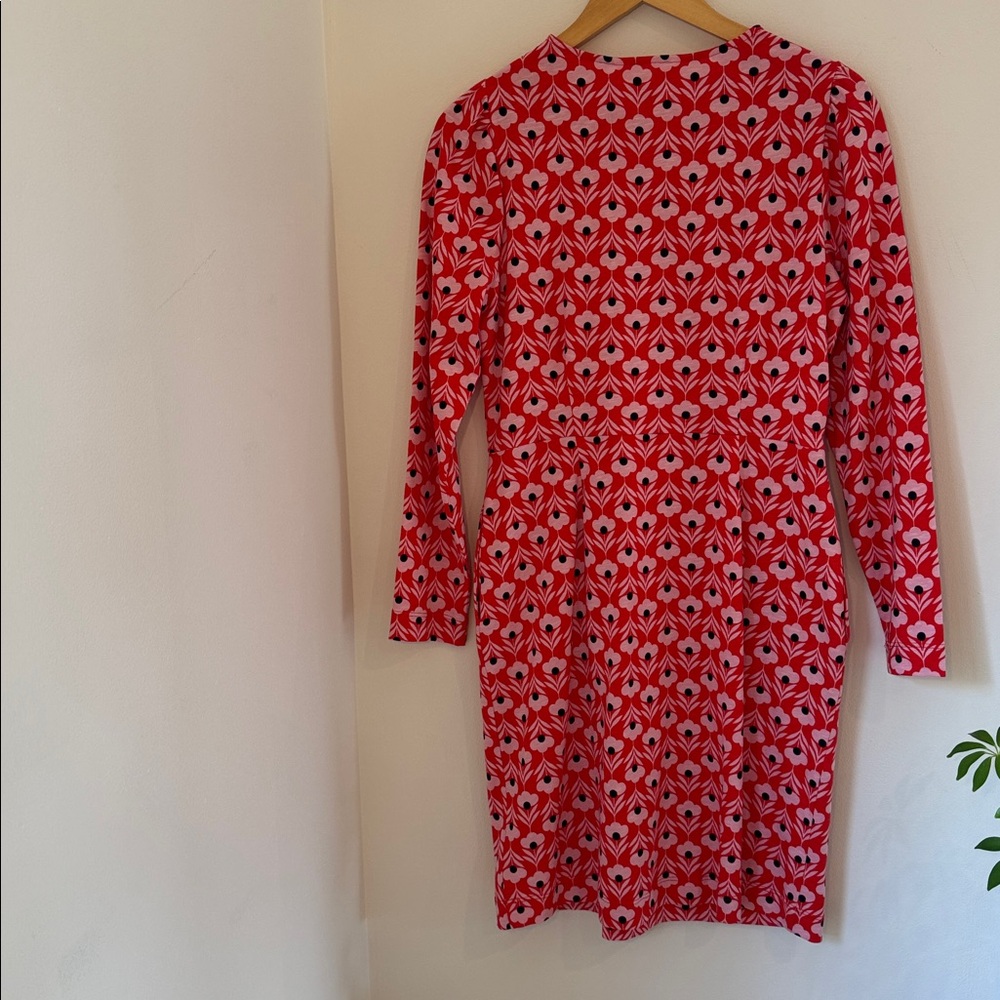 BODEN Women’s Petal Head Block Print Red Navy Blue Jersey Preppy Fall Size 8R - Picture 6 of 7